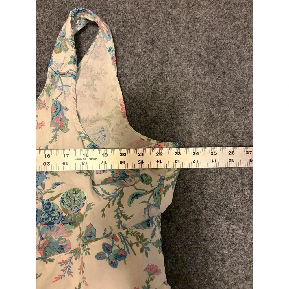 J.Crew Plus Size 24 Floral Cotton Button Front Smocked A-Line Sundress Cream